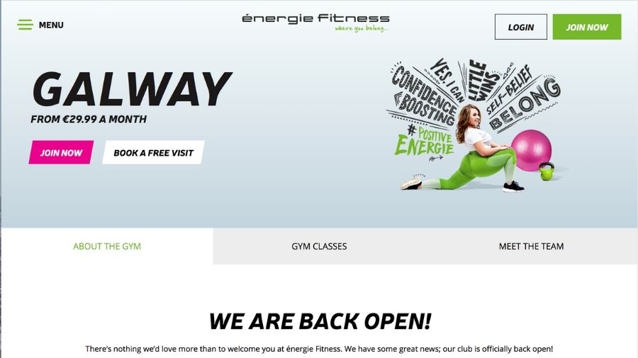 energie fitness gym galway